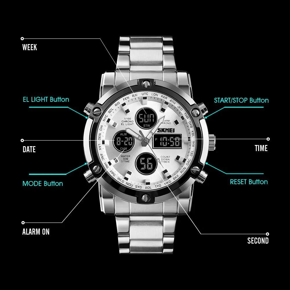 Reloj Digital Skmei 1389 con 3 - Gold 6138 reseña y precio